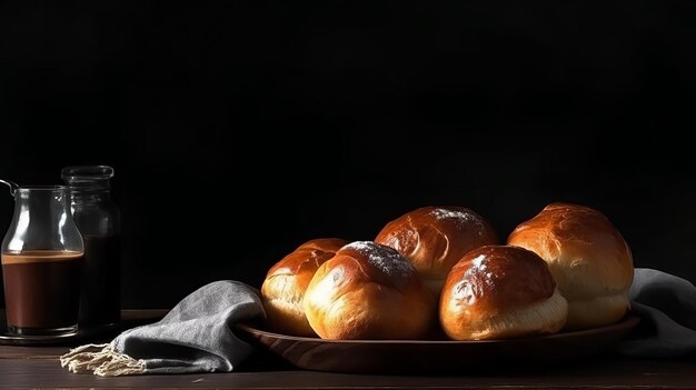 Classic Dinner Bread Rolls with Copy Space