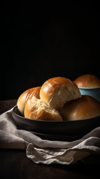 Classic Dinner Bread Rolls with Copy Space