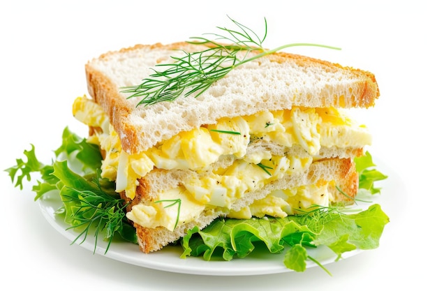 Classic Egg Salad Sandwich Recipe Isolated On White Background