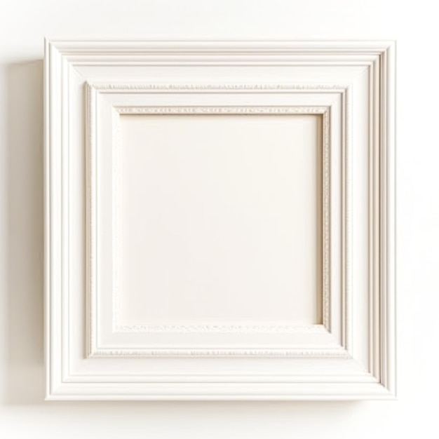 Classic empty white square wooden frame for painting poster photo or artwork wall art mockup Generative AI