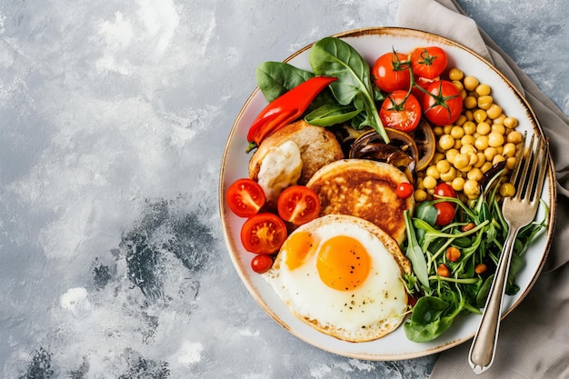 classic english breakfast on a well lit table with morning light appetizing food