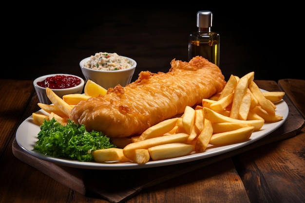 Classic English fish and chips Generative Ai