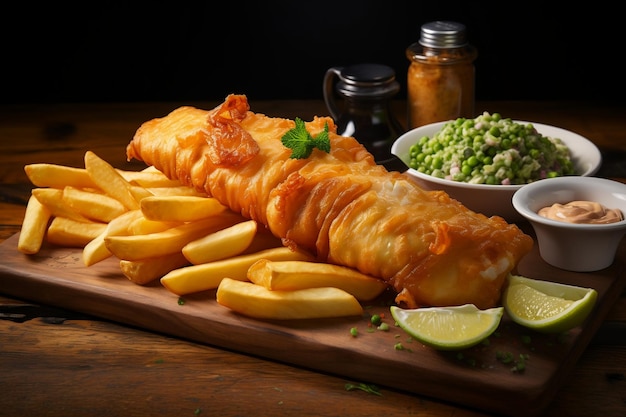 Classic English fish and chips Generative Ai