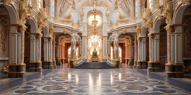 Photo a classic european style palace with gold decorations wide format