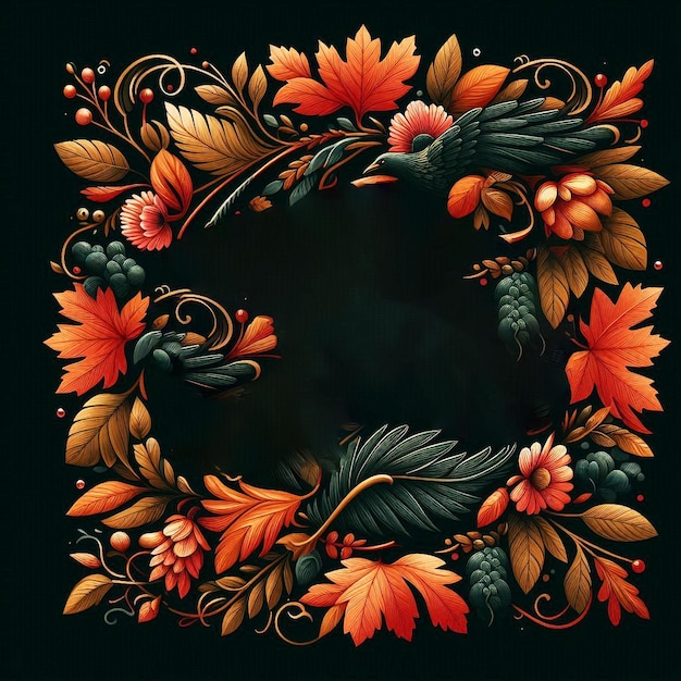 Classic fall and thanksgiving day backgrounda picture of a wreath with the letter f on it