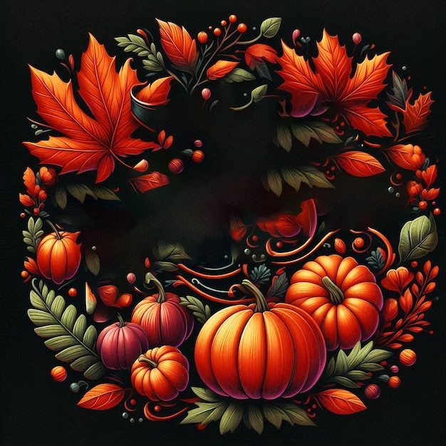 Classic fall and thanksgiving day backgrounda picture of a wreath with the letter f on it