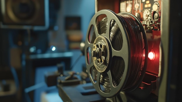 Classic film projector with reels and film