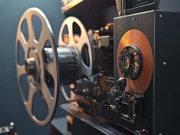 Classic film projector with reels and film