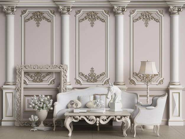 Classic furniture set in classic room