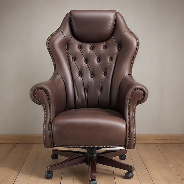 A classic gaming chair with a vintage leather finish and intricate stitching