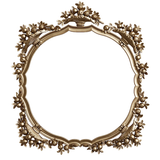 Classic golden round frame with ornament decor isolated