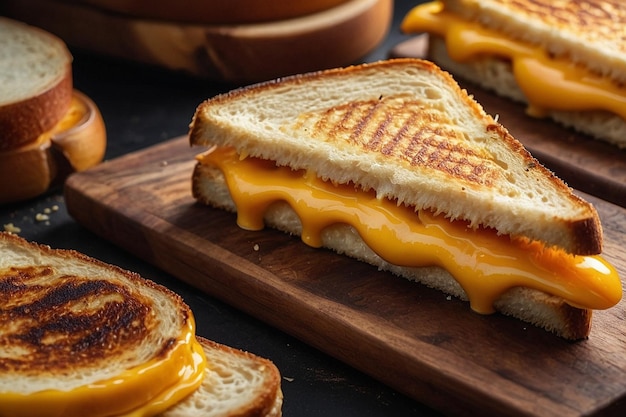 Photo classic grilled cheese on a wooden board