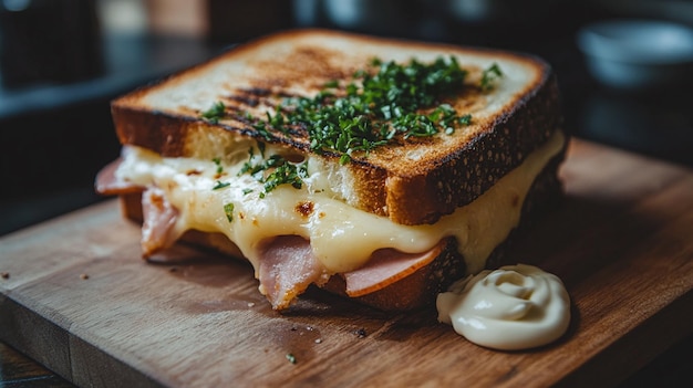 Photo classic grilled ham and cheese sandwich