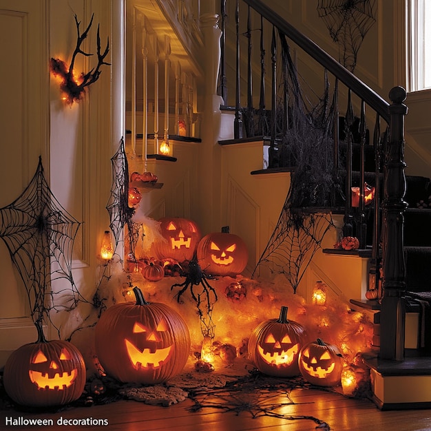 Classic Halloween Decorations JackoLanterns Spider Webs and Spooky Ornaments