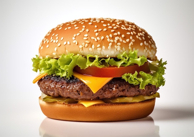 Classic hamburger stock photo isolated in white