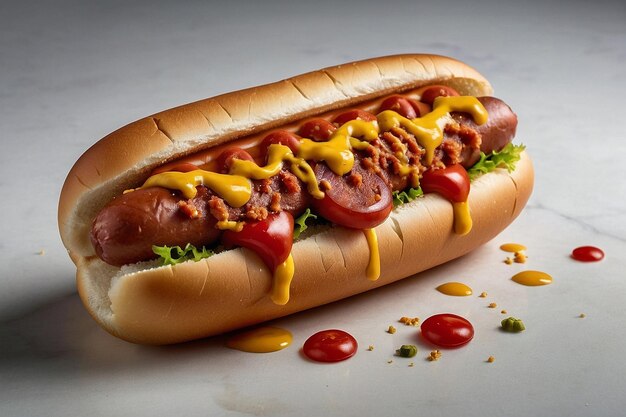 Classic Hot Dog with Mustard realistic and high