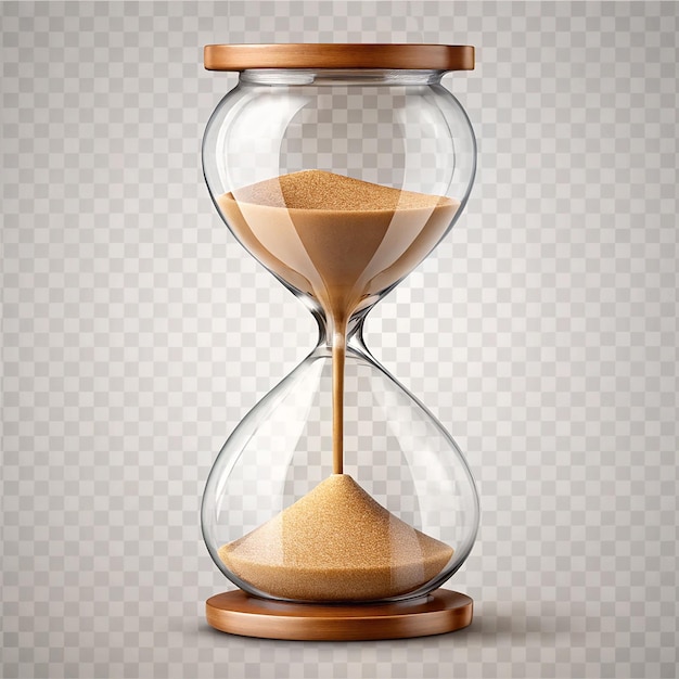 A classic hourglass with sand flowing through it isolated on transparency background PNG