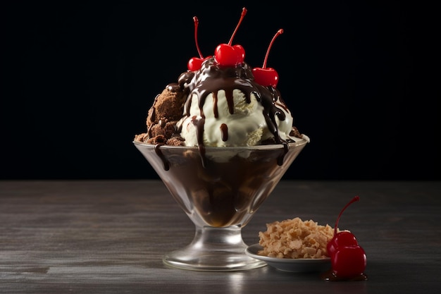 A classic ice cream sundae with hot fudge