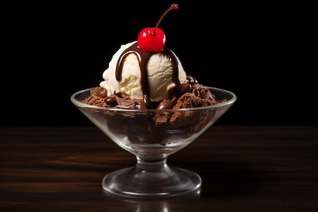 A classic ice cream sundae with hot fudge