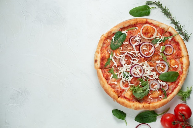 classic italian pizza on a light background