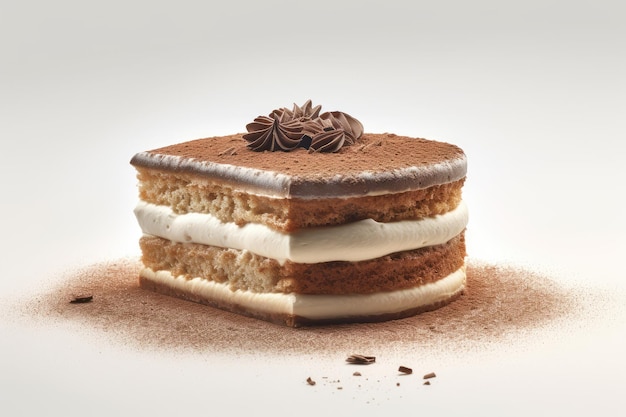 Classic Italian tiramisu cake isolated generated by AI