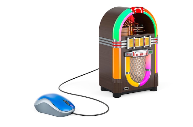 Classic jukebox with computer mouse 3D rendering