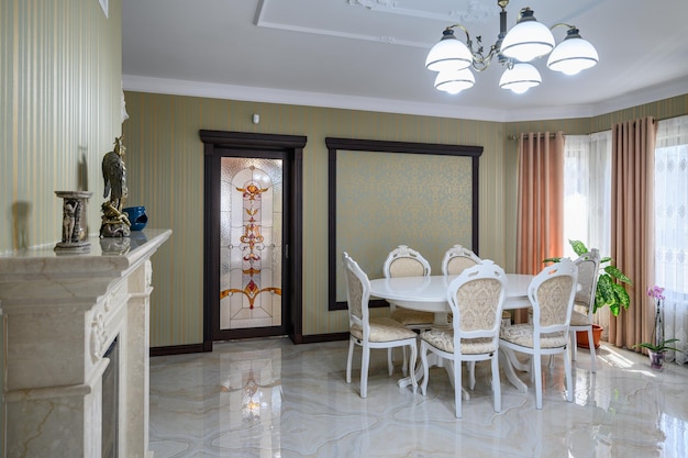 Classic living room interior design with marble floor