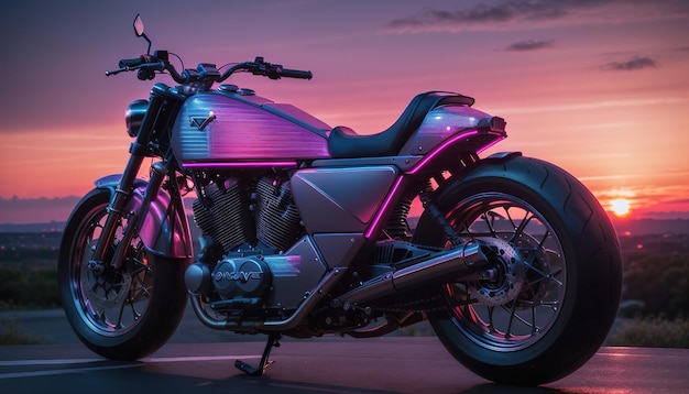 A classic luxury expensive big bike with neon color