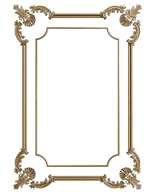 Classic moulding frame with ornament decor isolated on white background