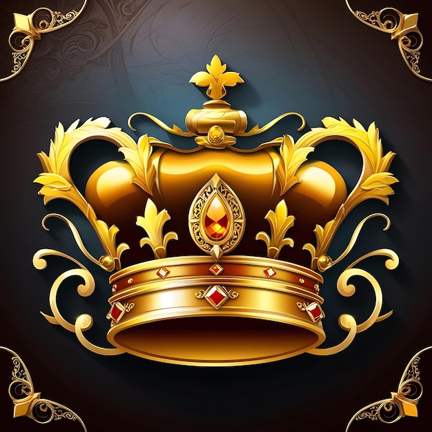 Classic ornamental emblem with a golden crown