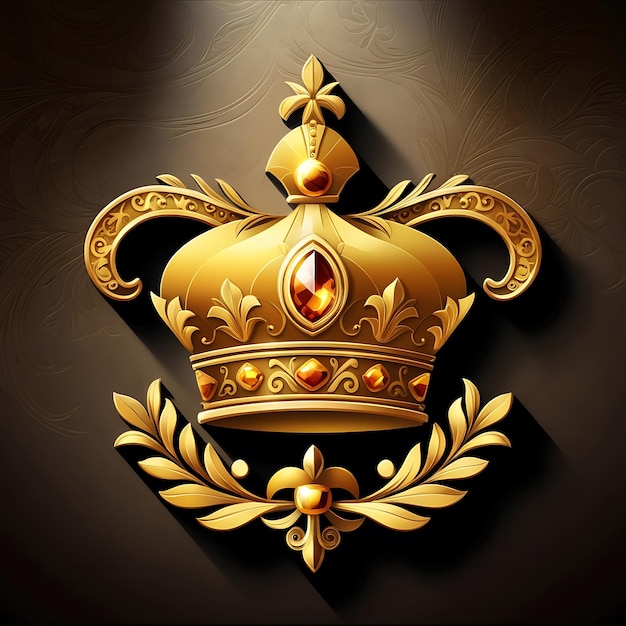 Classic ornamental emblem with a golden crown