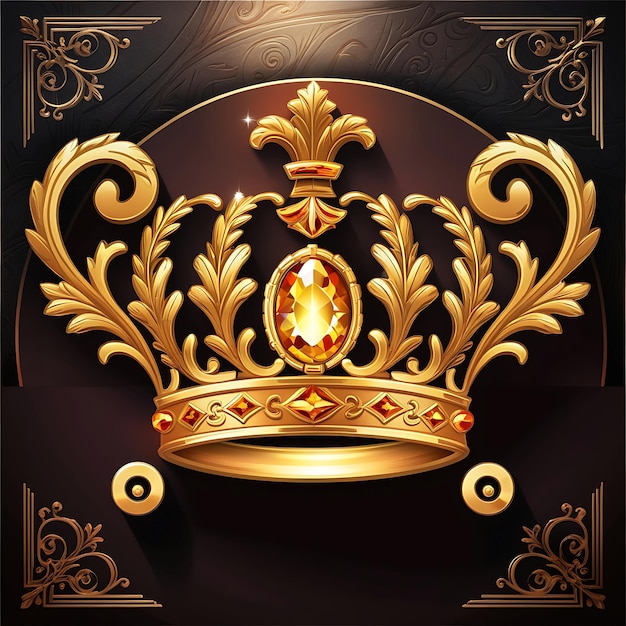 Classic ornamental emblem with a golden crown