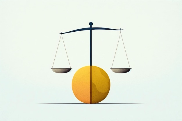 Photo a classic pan scale weighs the weight of modern economy minimalist flat design ai generated