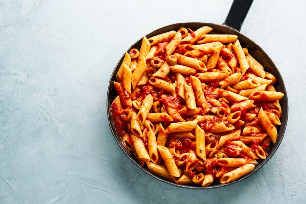 Classic penne pasta with tomato sauce