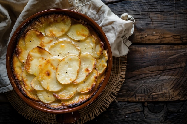 Photo classic potato gratin with golden crust