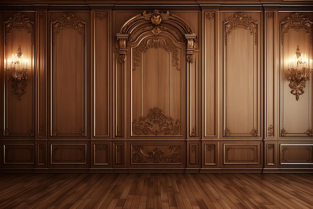 Classic premium luxury wood paneling wall background or texture