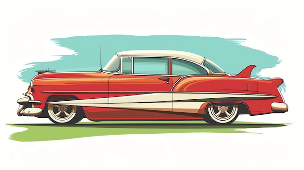 Classic red car illustration with a retro feel