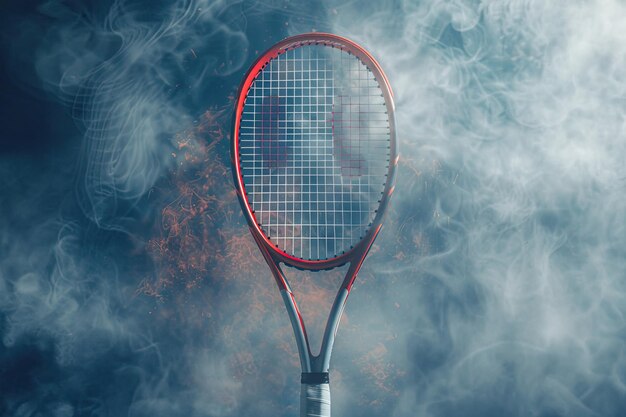 Photo classic red tennis racket in cinematic misty atmosphere