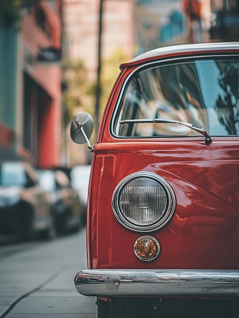 Photo classic red vintage car in urban setting