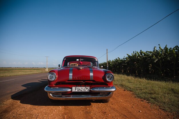 Classic retro vintage car in old havana cuba 