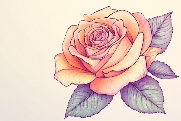 Photo classic rose vector art with detailed petals and leaves