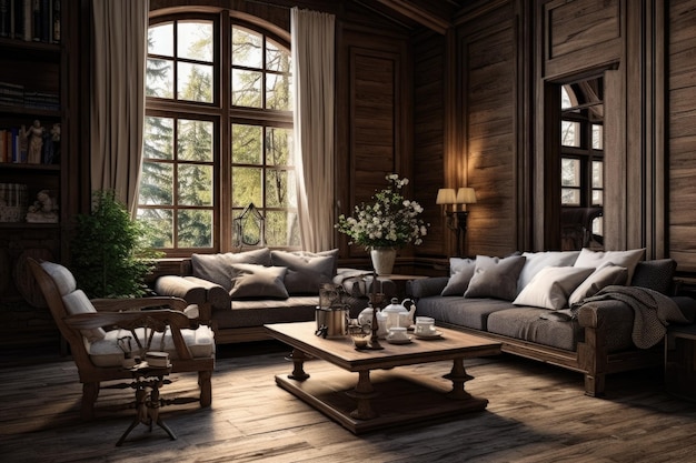 Classic rustic living room A classic rustic living room is part of a series on interior design that