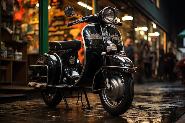 Classic scooter shines in meeting of old vehicles generative IA