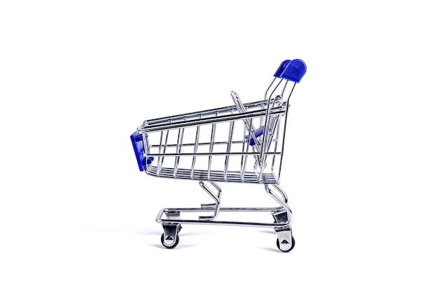 Classic Shopping cart trolley on white background