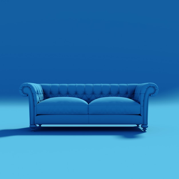 Classic sofa, nobody around. Horizontal image.