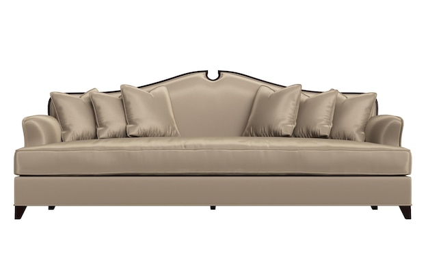 Classic sofa on white background 3d rendering