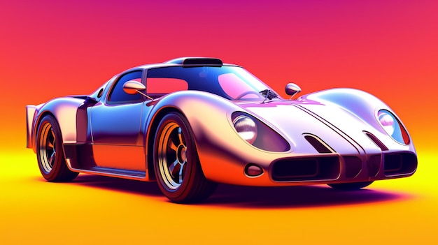 A classic sports car on a colorful background