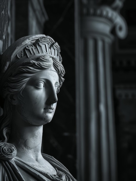 Classic statue of a female figure in dramatic lighting