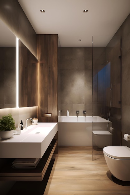 Classic style interior of bathroom in luxury house AI generated