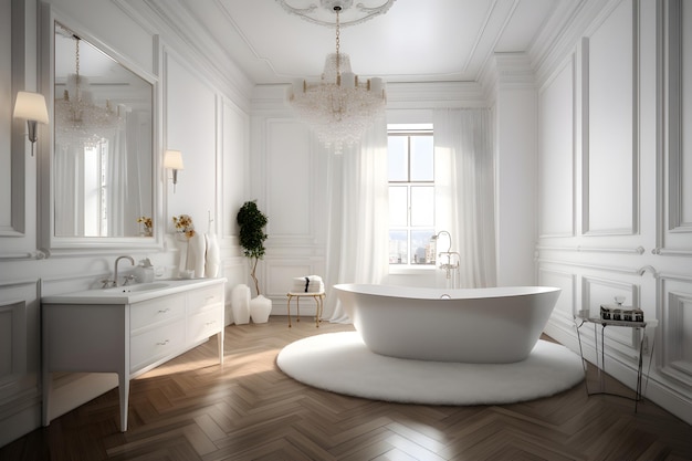 Classic style interior of bathroom in luxury house Generative AI